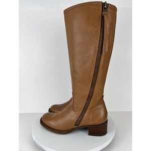 Lucky Brand Womens Heston Tall Boots Brown Leather Zip Detail Size 7.5